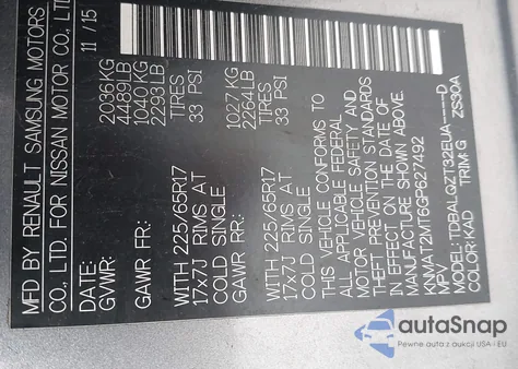 2016 Nissan Rogue Sv из США, поврежденный, VIN KNMAT2MT6GP627492